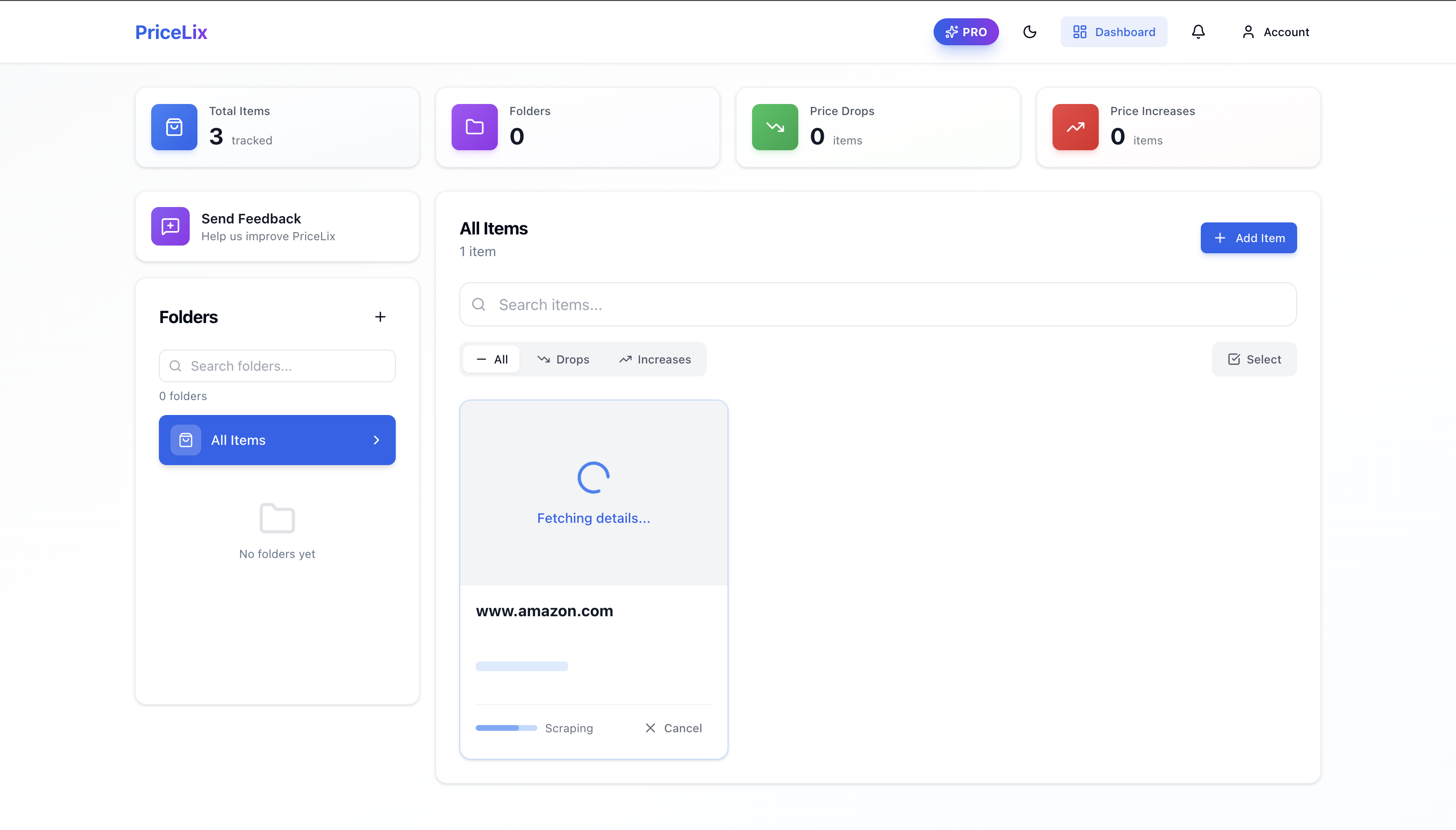 PriceLix automatically fetching product details from Amazon